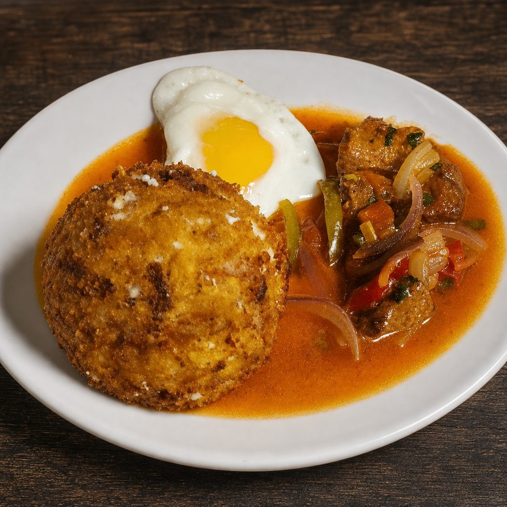 Bolon Mixto Con Bisteck.