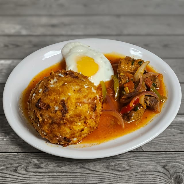 Bolon Mixto Con Bisteck.